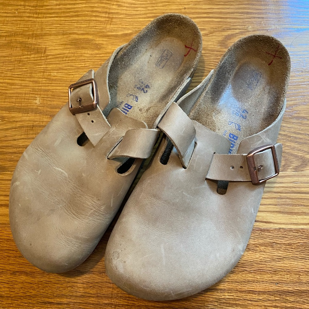 Birkenstock Boston Tobacco Oiled Leather EUC size 42